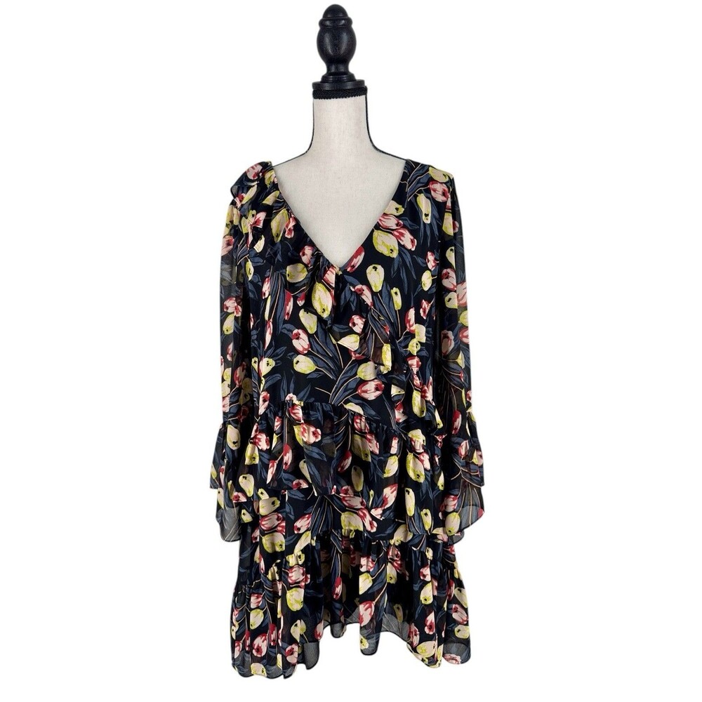 Cirq à Sept Lucie Floral Ruffle Short Dress Size 12 - Picture 2 of 9